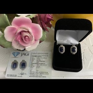 14k white gold stunning lab Sapphire earrings